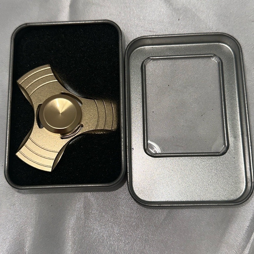 Gold Brass Colo Fidget Spinner Heavy Metal Triple Wing EDC Stress Relief Toy Tin